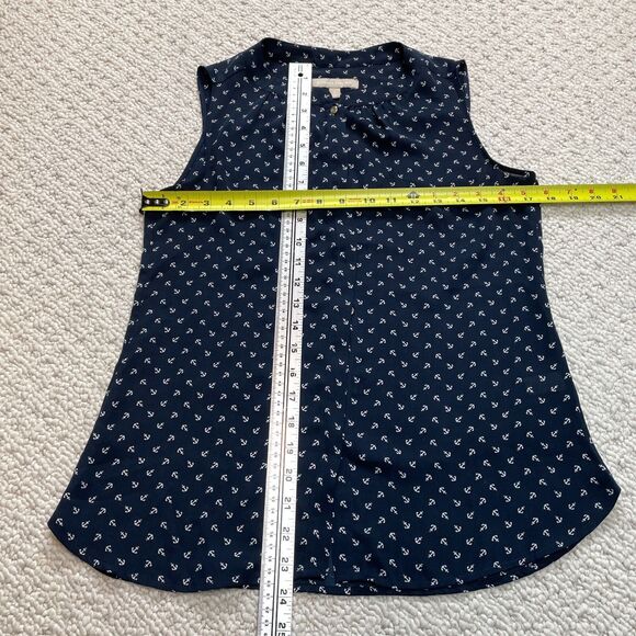 Banana Republic Blouse Top Womens 2 Navy Blue Nautical Sleeveless Button Up - Picture 9 of 11